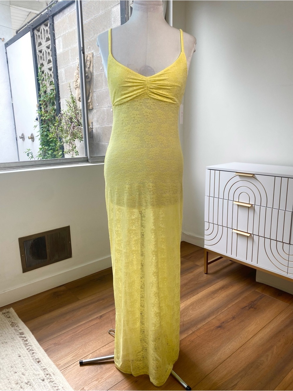 Andie NWT Lemon Lace Cover Up Maxi Dress, Size Small - Picture 2 of 12